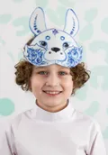Головной убор - маска Заяц с Гжельской росписью