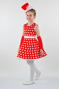 Костюм Стиляги для девочки (рост 122-128 / цвет красный/белый / Готовое изделие)