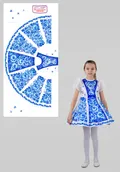 Гжельская роза костюм для девочки (рост 122-128 / Готовое изделие)