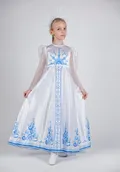 Платье Снегурочка / Метелица удлиненное для девочки (рост 122-128 / Готовое изделие)