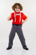 Комбинезон Стиляги для мальчика (рост 122-128 / цвет красный/белый / Готовое изделие)