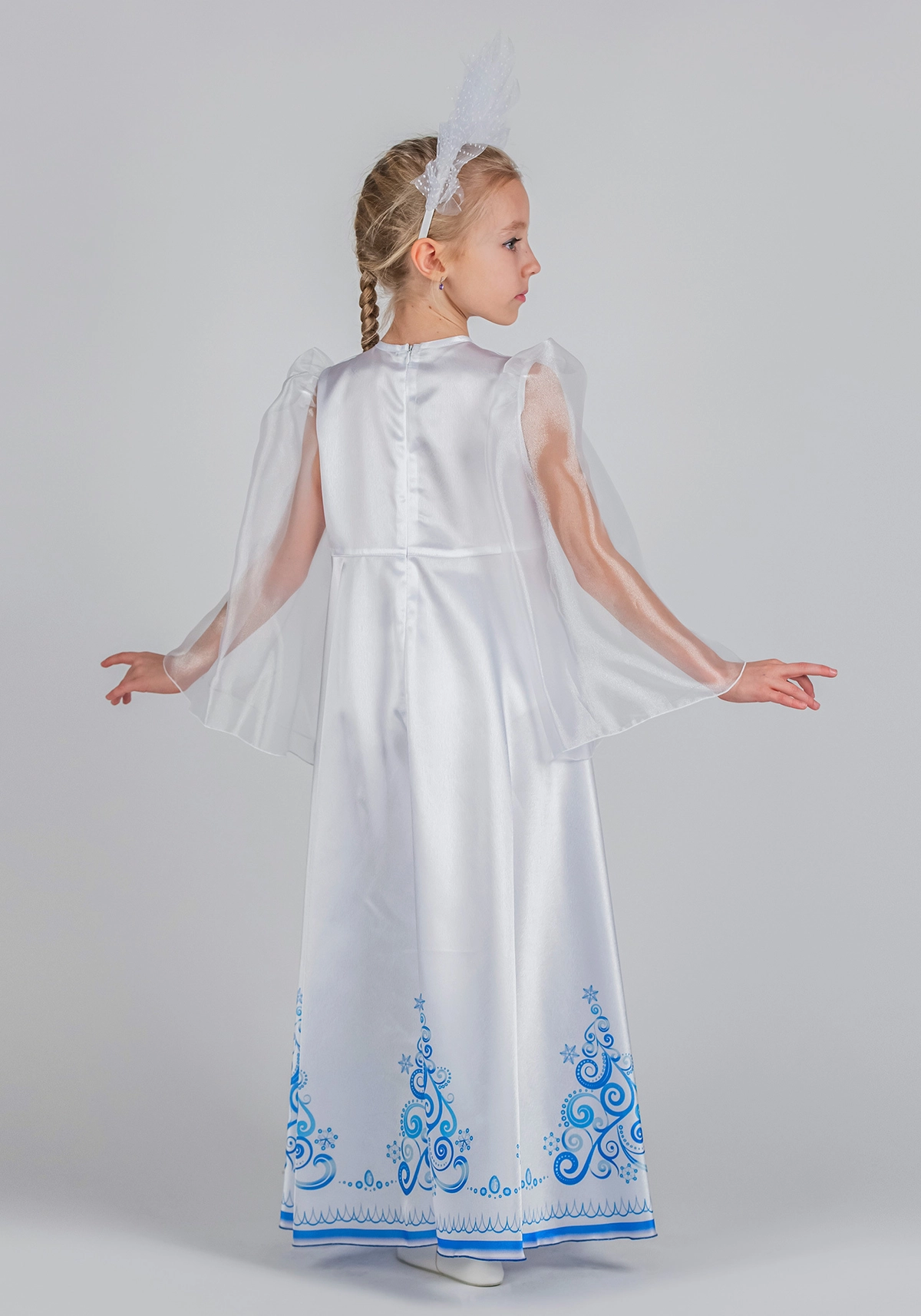 Костюм Снегурочка / Метелица удлиненный для девочки (рост 122-128)
