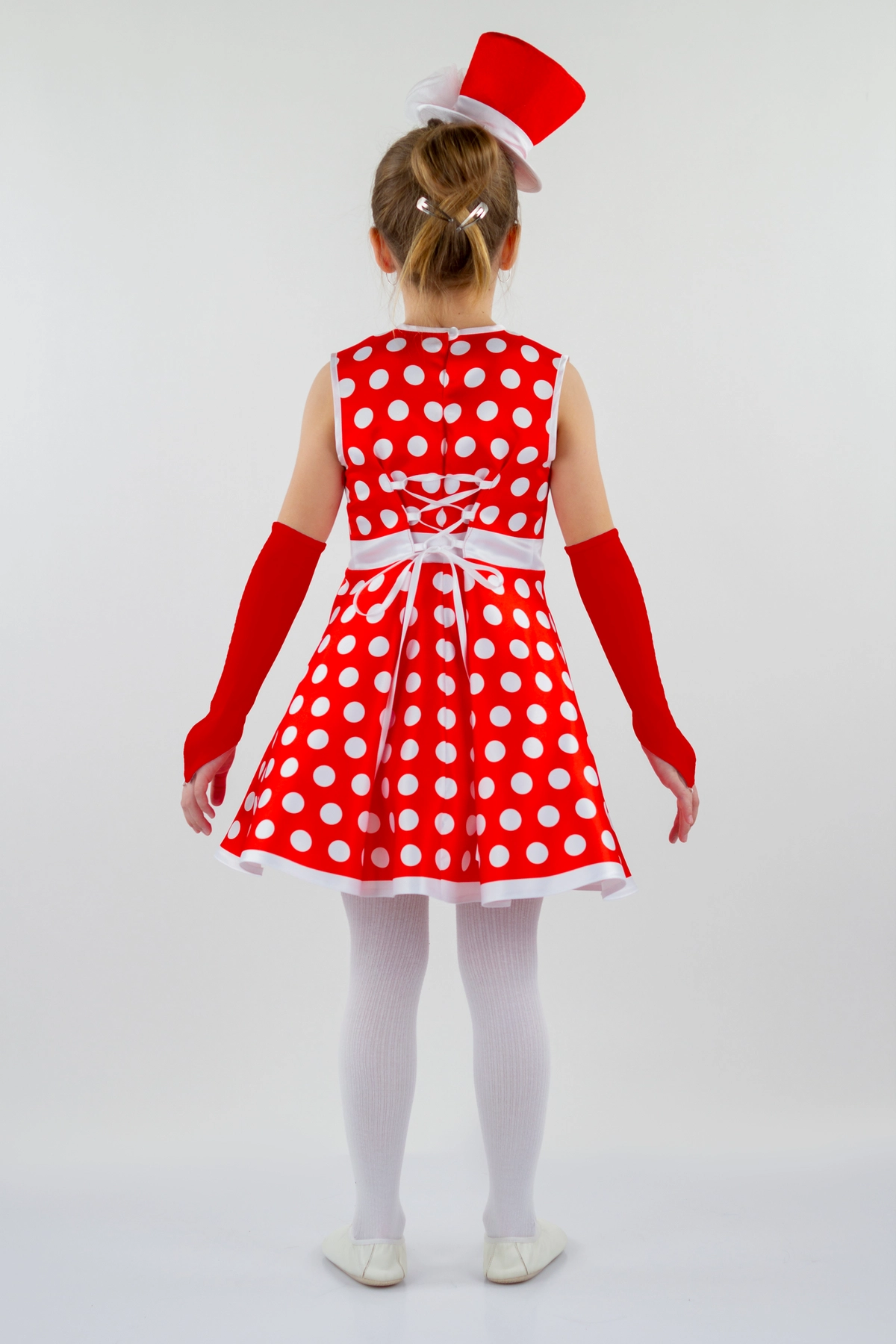 Костюм Стиляги для девочки (рост 122-128 / цвет красный/белый / Готовое изделие)