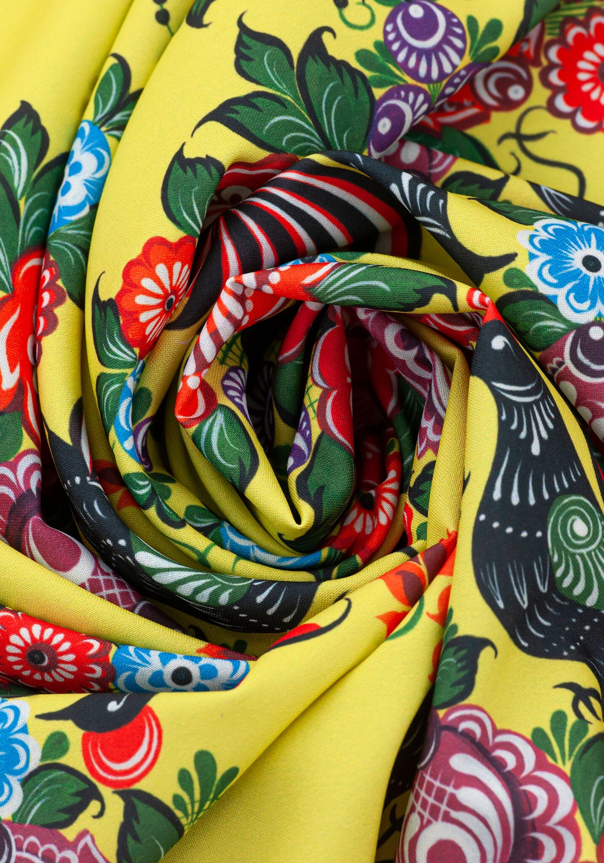 Ткань Городецкая роспись (Креп-сатин)