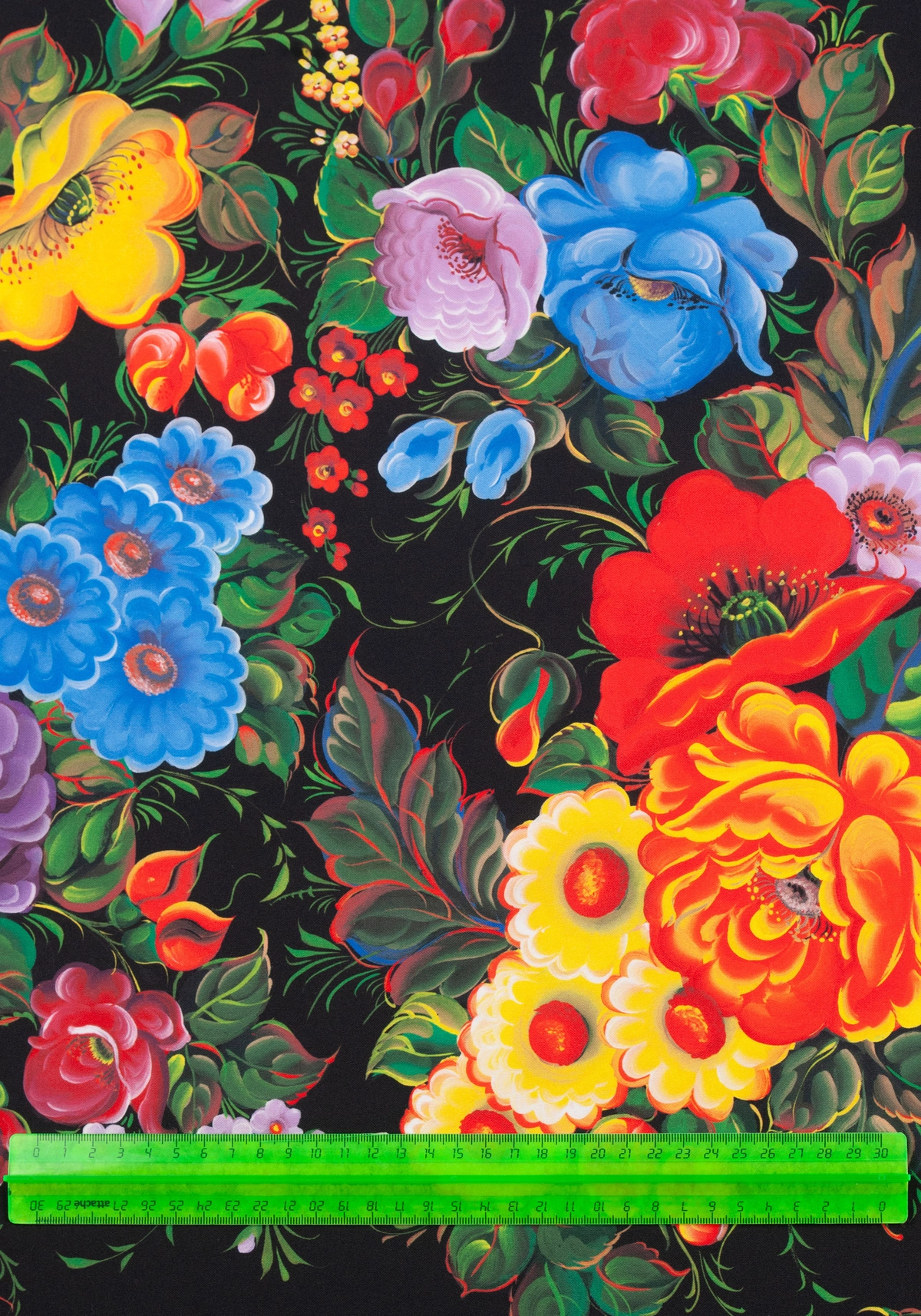 Ткань с Росписью Жостово (Креп-сатин)