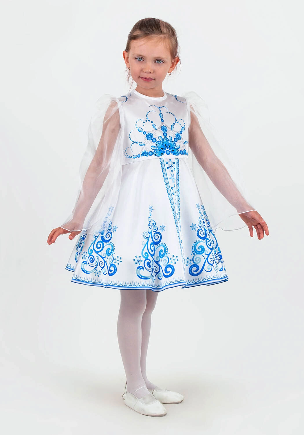 Платье Снежинка / Метелица / Снегурочка (рост 122-128 / Готовое изделие)