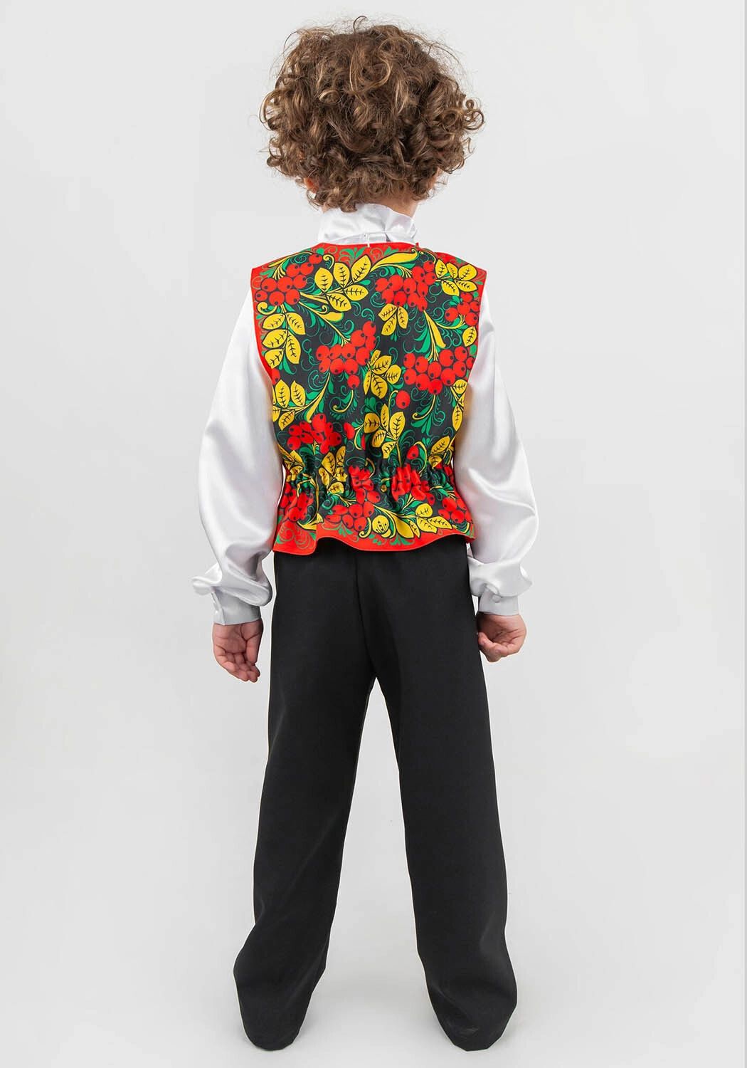 Жилет народный Хохлома для детей (рост 116-134 / Готовое изделие)