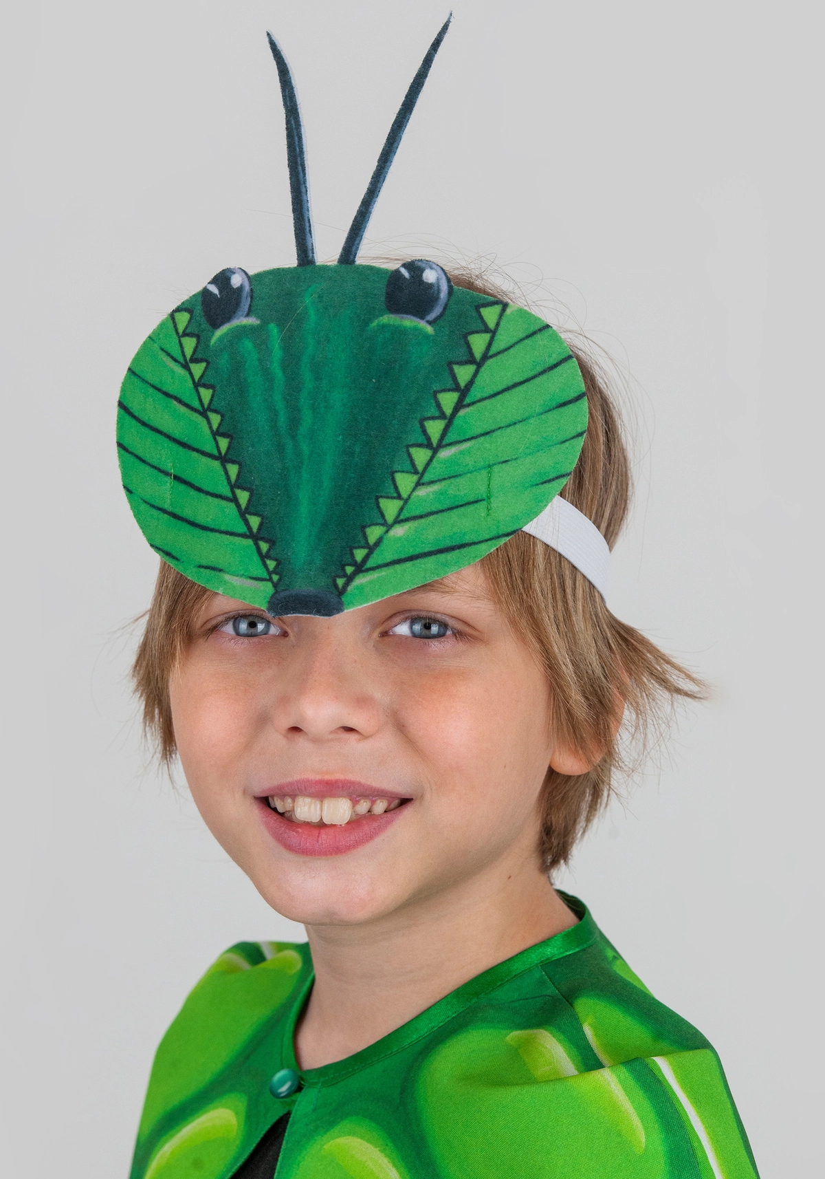 Головной убор - маска Кузнечик зеленый