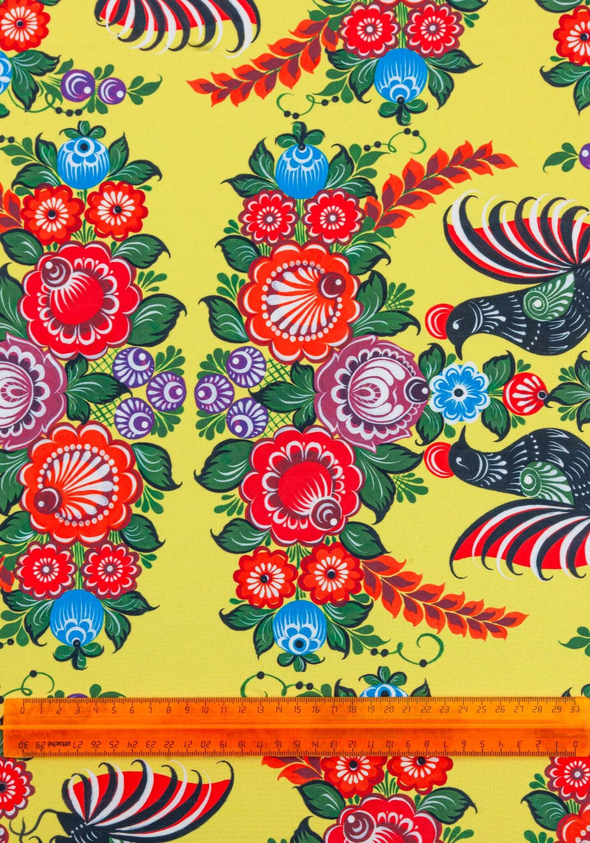 Ткань Городецкая роспись (Креп-сатин)