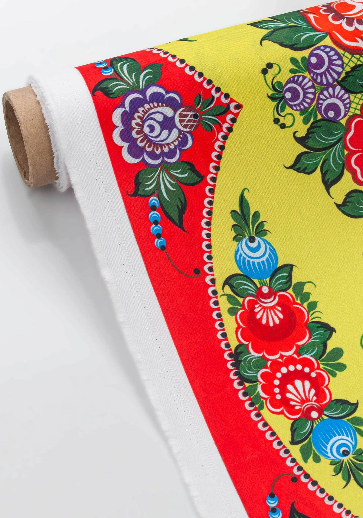 Ткань Городецкая роспись (Креп-сатин)