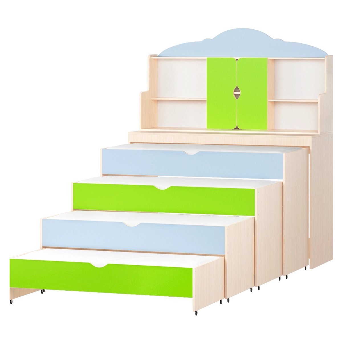 Кровать четырехъярусная "Улыбка" с надстройкой