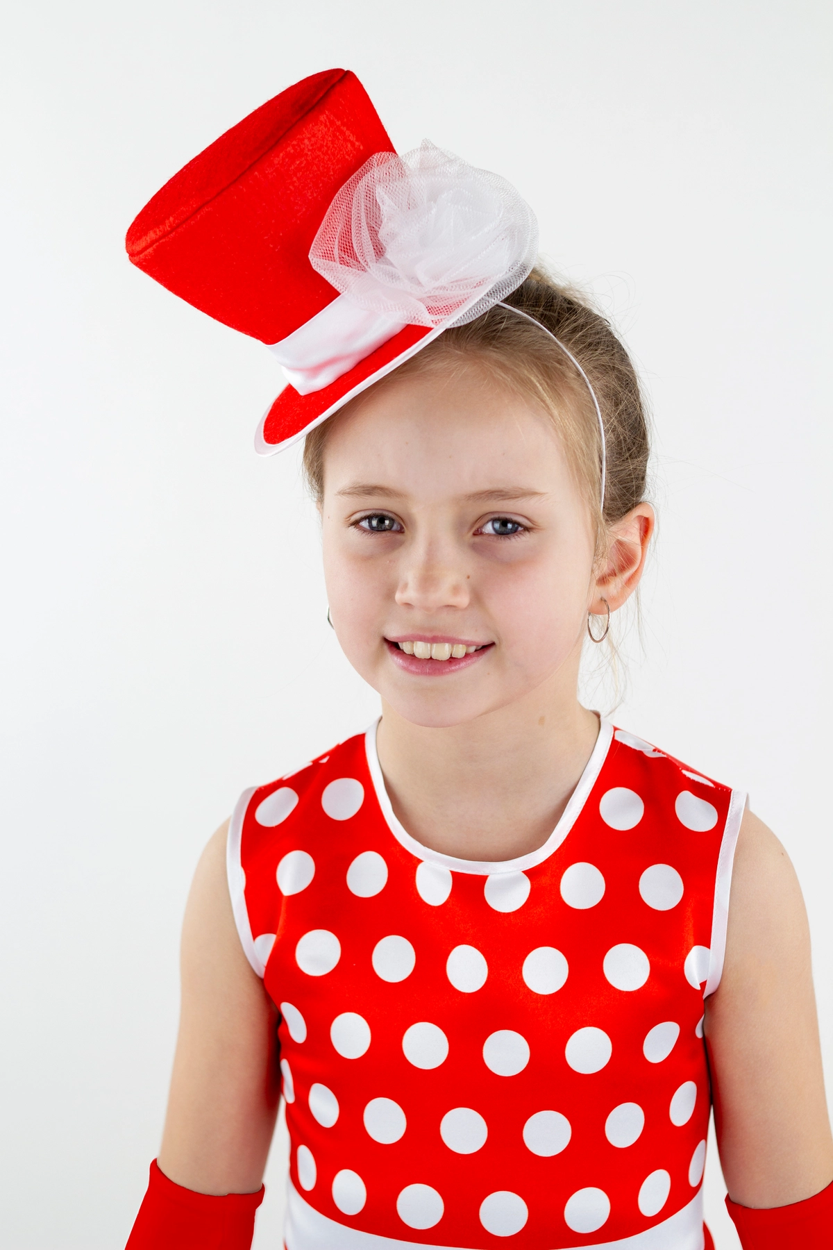 Костюм Стиляги для девочки (рост 122-128 / цвет красный/белый / Готовое изделие)