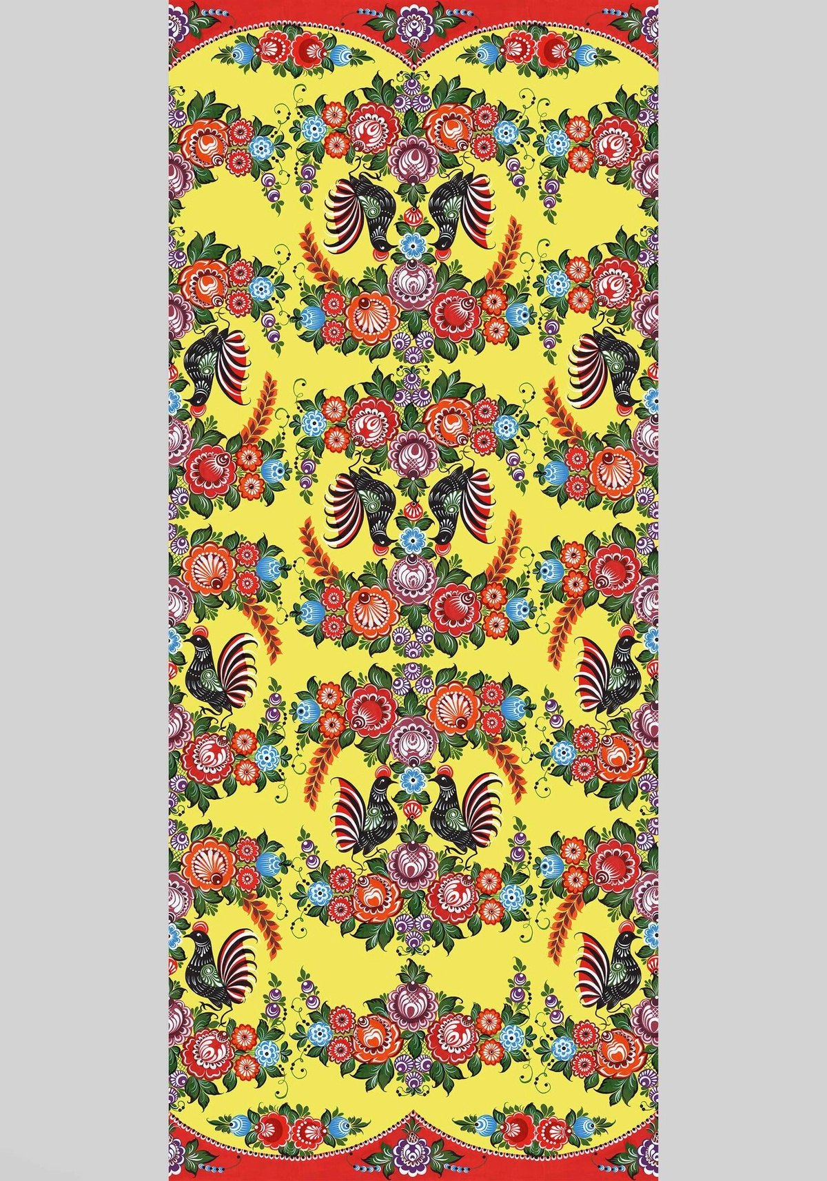 Ткань Городецкая роспись (Креп-сатин)