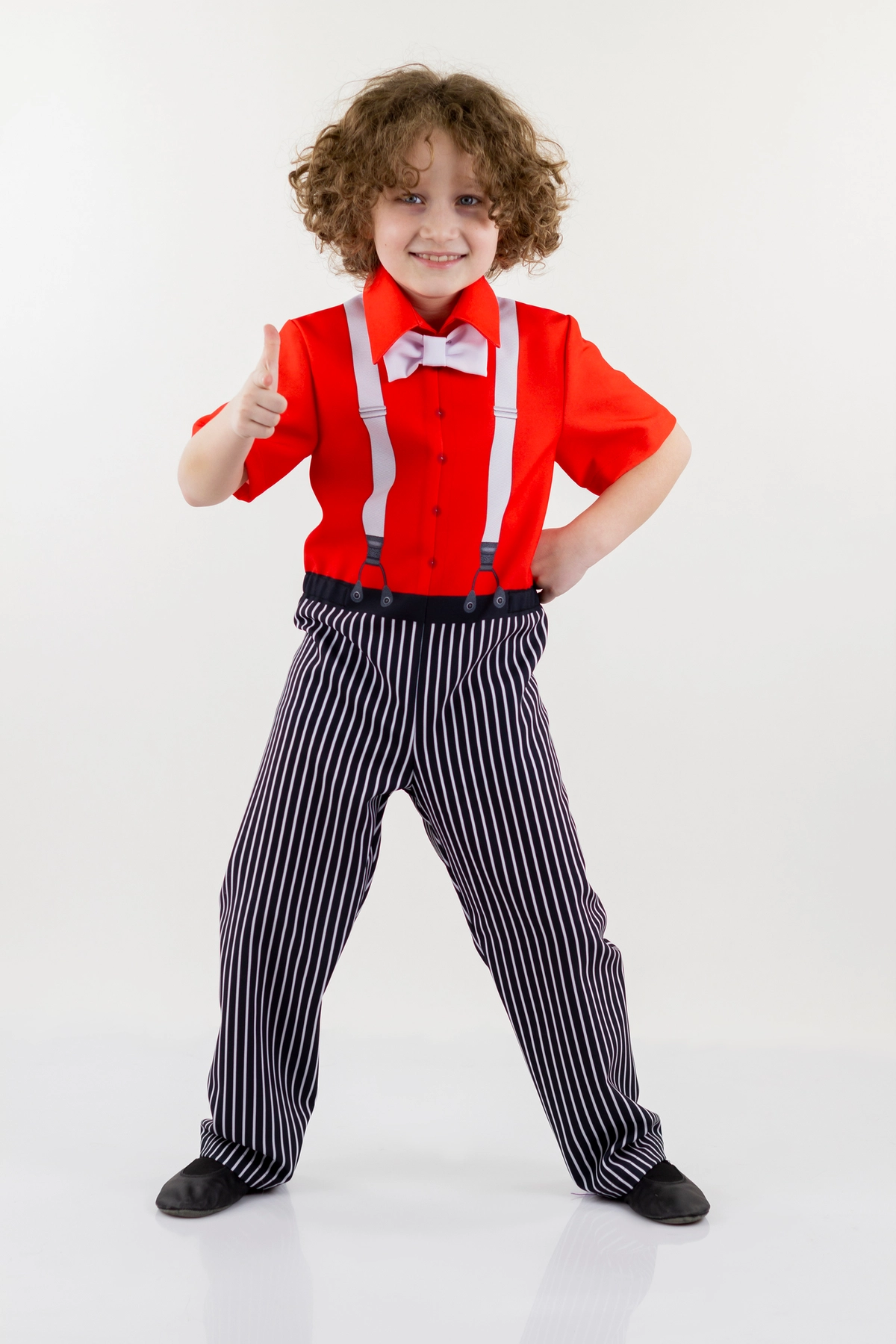 Комбинезон Стиляги для мальчика (рост 122-128 / цвет красный/белый / Готовое изделие)