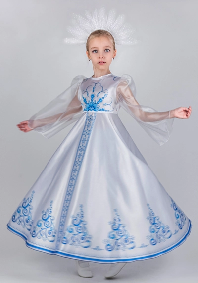 Костюм Снегурочка / Метелица удлиненный для девочки (рост 122-128)