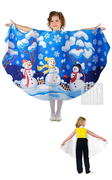 Живые декорации Полупончо Зима - Снеговики (для взрослых / Готовое изделие)