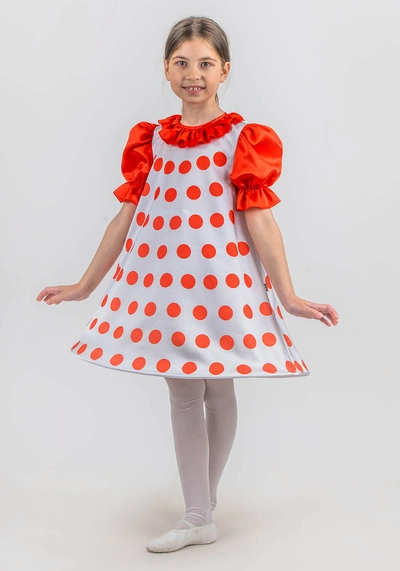 Платье в горошек / Танец чашек (рост 122-128 / Готовое изделие)