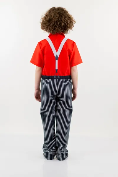 Комбинезон Стиляги для мальчика (рост 122-128 / цвет красный/белый / Готовое изделие)