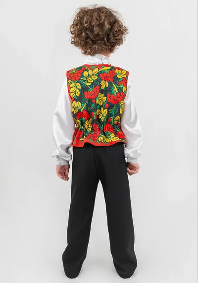 Жилет народный Хохлома для детей (рост 116-134 / Готовое изделие)