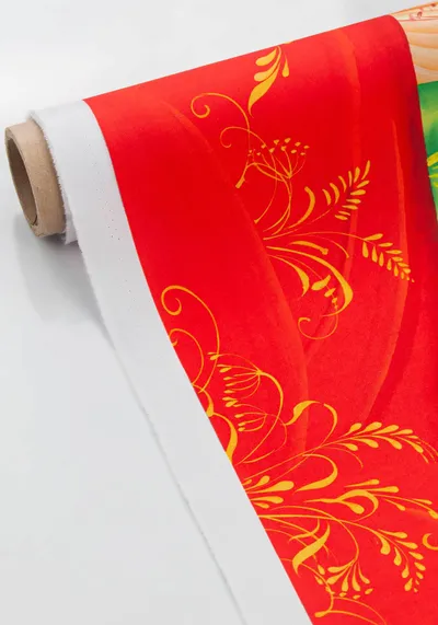 Ткань Свободно-кистевая осенняя тематика (Креп-сатин)