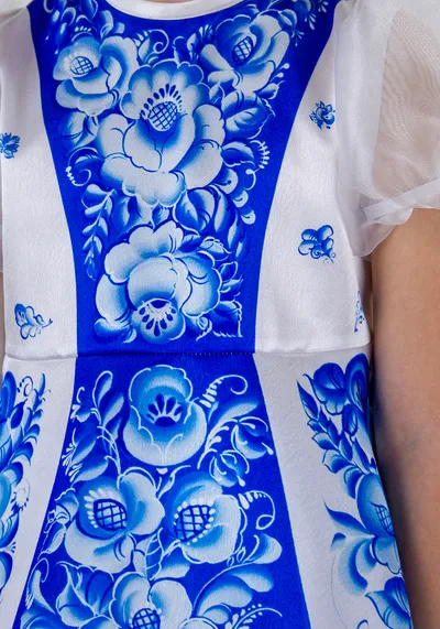 Гжельская роза костюм для девочки (рост 122-128 / Готовое изделие)