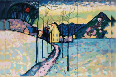 Репродукция картины В.В. Кандинский &quot;Зимний пейзаж&quot;  Декорация / Занавес сцены (3м*3м / ГОТОВЫЙ занавес)